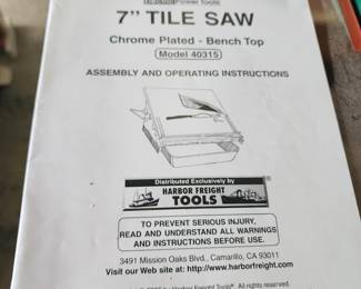 Chicago 7" Tile Saw - Model 40315