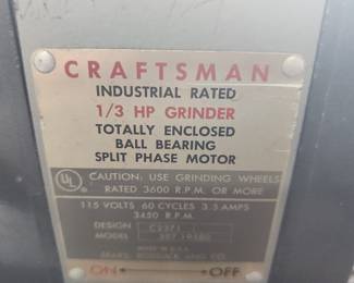 Craftsman 1/3 HP Bench Grinder – Model #397.19580