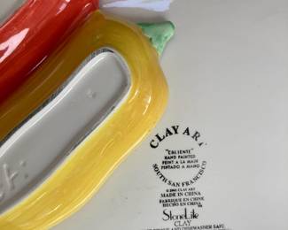 Clay Art Chili Themed Serving Plate, Condiment Dish, and Bowl