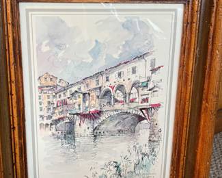 Framed "Ponte Vecchio Florence" Lithograph by Jan Korthals