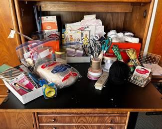 Sewing Patterns, Scissors, Aluminum Knitting Needles, Assortment of Yarn, Weaver's Tailors Ham