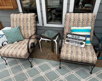 Set of 4 Wrought Iron Scrolled Arm Patio Chairs