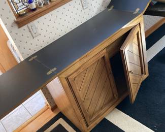 Mid Century Flip Top Bar Cabinet