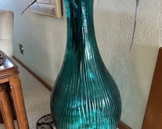 Turquoise Recycled Glass Floor Vase - Made in Spain