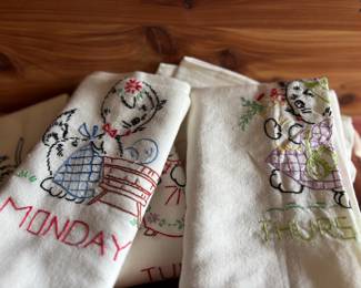 Days of the Week Embroidered Kitchen Towels