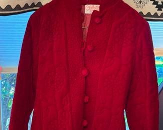 Circa 1980s Fortune Fabulous Fashions Red Quilted Button Up Jacket