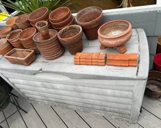 Terra Cotta Planters, Suncast Deck Box