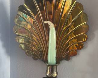 Brass Seashell Wall Sconce Candle Holder