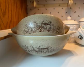 Pair of PYREX "Forest Fancies" Nesting Mixing Bowls