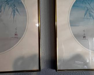 Pair of Framed Bamboo Prints by J. Cheng