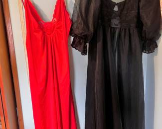 Red Slip On Night Gown, Sheer Black Night Gown