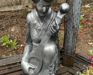 Geisha with Mandolin Garden Statue
