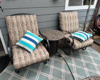 Set of 4 Wrought Iron Scrolled Arm Patio Chairs