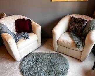 Pair of Cream Barrel Chairs