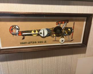 Framed 1917 Avro 504-K British Biplane Horological Collage