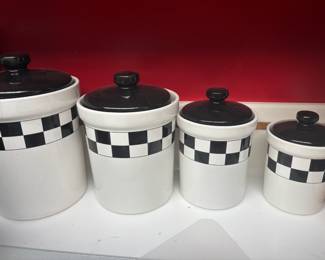Black & White Checkered Kitchen Canisters