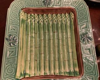 Green Asparagus Majolica Style Snack Plate