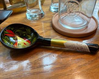 Russian Folk Hand Painted Lacquer Spoon