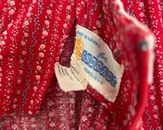 Circa 1960's Andrade Red/White Hawaiian Muumuu Dress