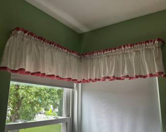 vintage red and white valances