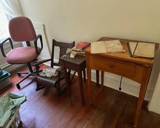 Sewing Machine, Child's Rocker, Desk Chair