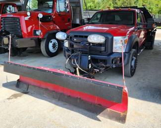 2015 Ford F 550 Heavy Duty 4x4 Truck With Snow Plow and Monroe Spreader, Odometer Reads 75,797 Miles, VIN# 1FD0X5HT7FEB32574