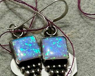Opal and sterling earrings