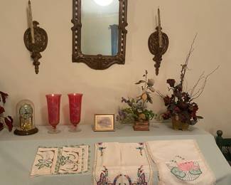 Mirror with candle sconces