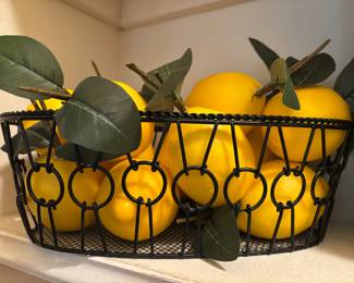 LEMONS IN WIRE BASKET