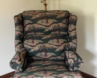 PAIR OF WING BACK CHAIR IN GOLF PATTERN