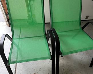 PAIR OF GREEN OUTDOOR CHAIRS