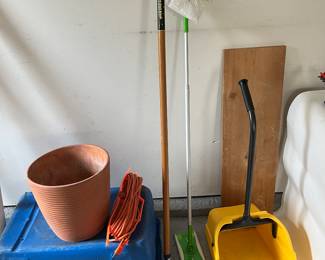 TERRA COTTA POT, SWIFFER, YELLOW DUST PAN