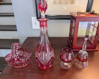 Etched Ruby Glass, Curio Display Case