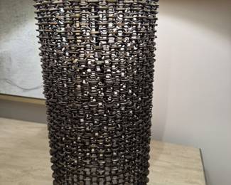 Woven metal table lamp 27.25"h to finial