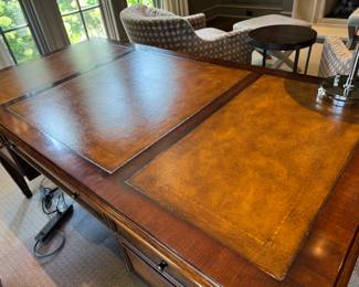 Ethan Allen leather-top desk 30"h x 66"w x 34"d