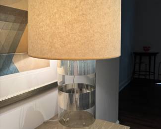 Pr. glass lamps with mercury bands 27.5" to finial
