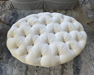 Tufted oval ottoman 16"h x 41"w x 19"d
