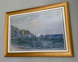Monet seascape print 33.25" h x 46" w framed
