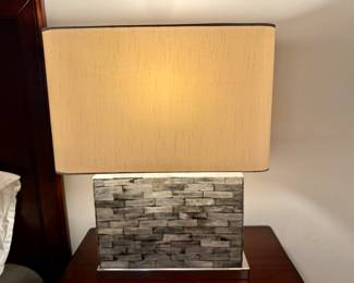Pair lamps with faux brick design 21"h x 13"w x 4.5"d