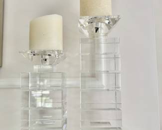 Tizo Illusion pillar candleholders 11"h & 14"h x 4" square