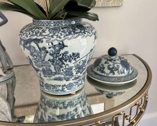 Blue & White jar 18"h x 11" diameter