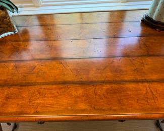 Fruitwood & iron desk 31"h x 55.25"w x 30"d