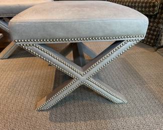 Pr. Lee Industries leather x-form ottomans 18"h x 21" square