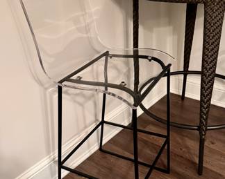 Pr. Claro acrylic bar stools 45"h x 17.25"w x 16"d