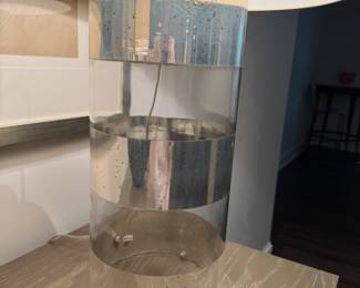 Pr. glass lamps with mercury bands 27.5" to finial
