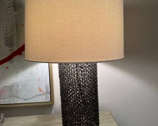 Woven metal table lamp 27.25"h to finial