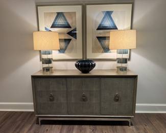 Precedent Furniture “Harper” sideboard with faux shagreen door fronts 36"h x 68"long x 18"d