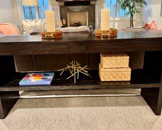 Wood console table 32"h x 66"w x 16"d