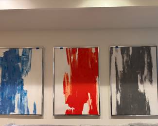 3 Framed abstracts 62"h x 42"w each