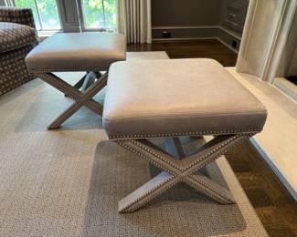 Pr. Lee Industries leather x-form ottomans 18"h x 21" square